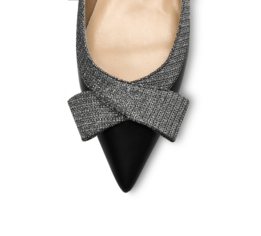 Crystal Leather Bow Flats - Sparkling Crystal Embellished Genuine Leather Bow Flats