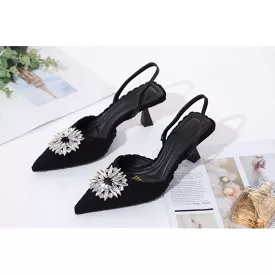 Crystal Slingback Low Heel