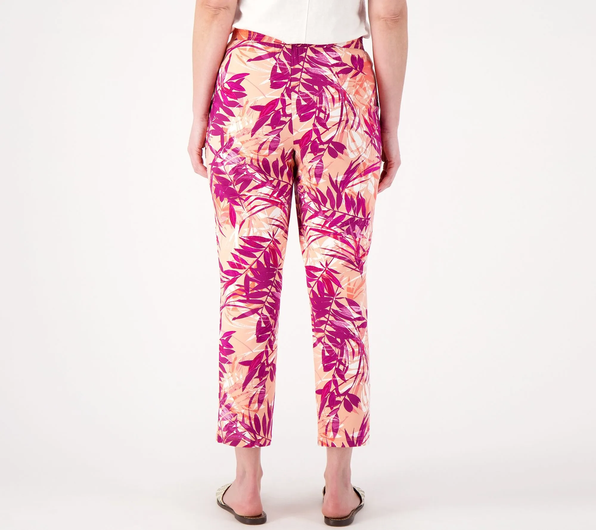 Denim & Co. beach jersey straight leg pants, printed beach