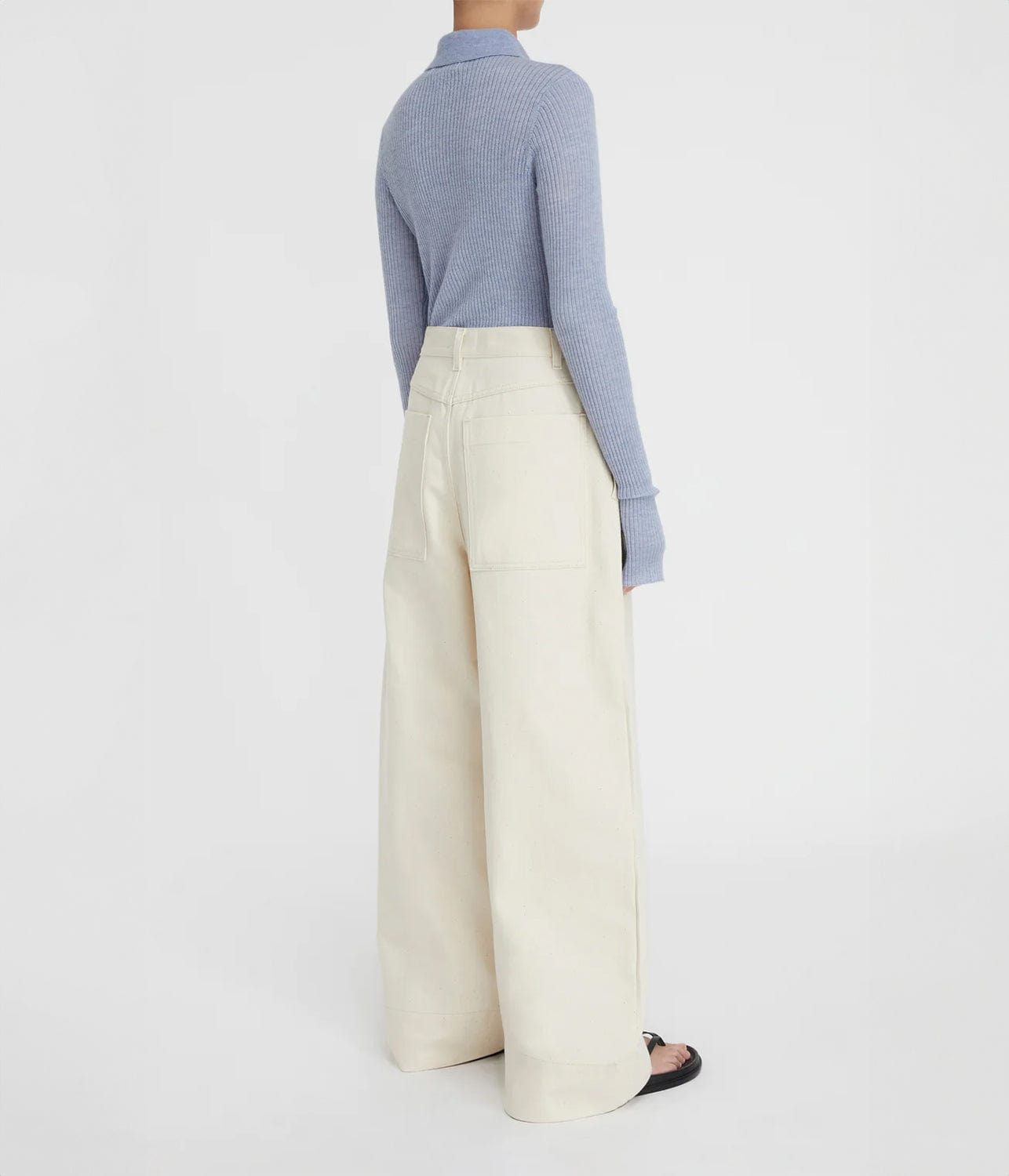 Denim Pleated Pants - Oat