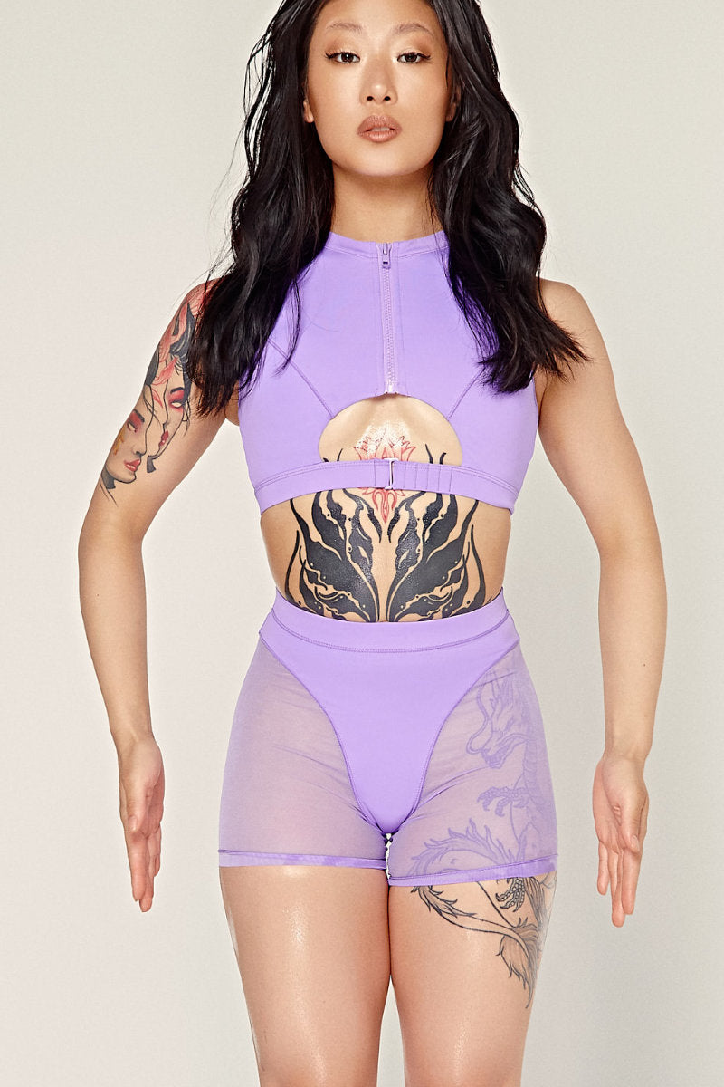 Dollhaus Purple Biker Shorts+.