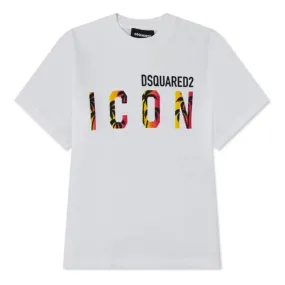 White Dsquared2 Icon Tropical Logo T-Shirt