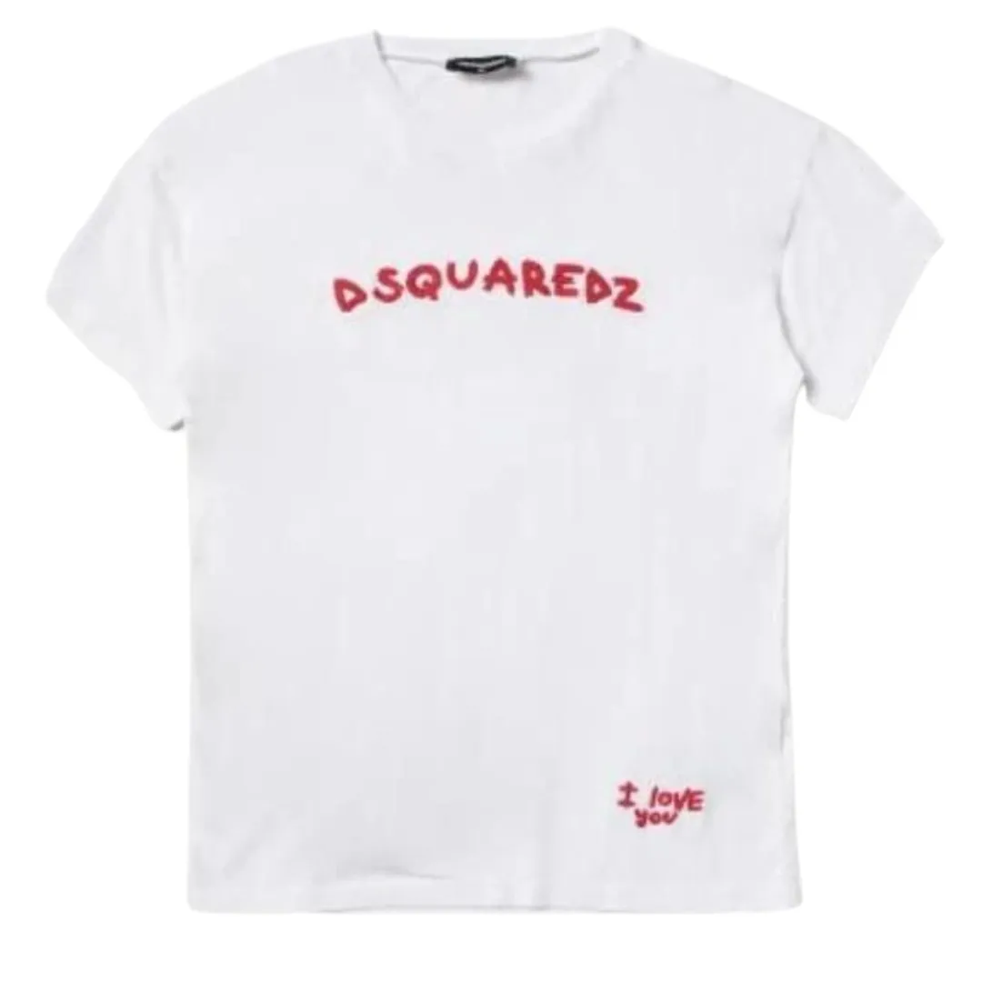 White Dsquared2 I Love You Logo T-Shirt