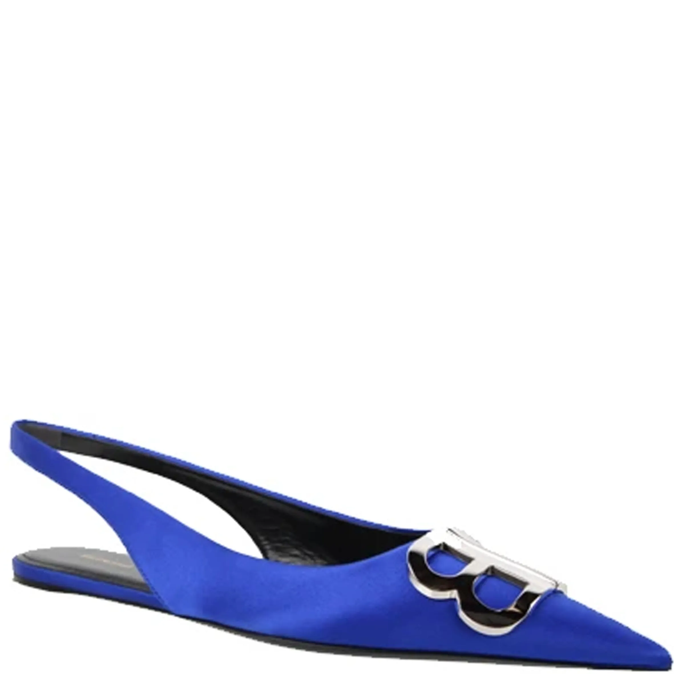 Electric Blue BB Flat Slingback Satin Shoes