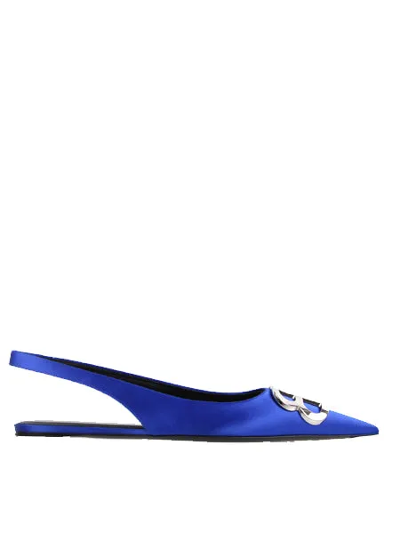 Electric Blue BB Flat Slingback Satin Shoes