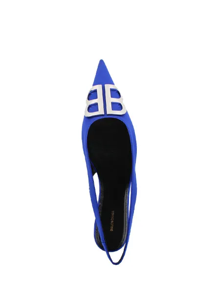 Electric Blue BB Flat Slingback Satin Shoes