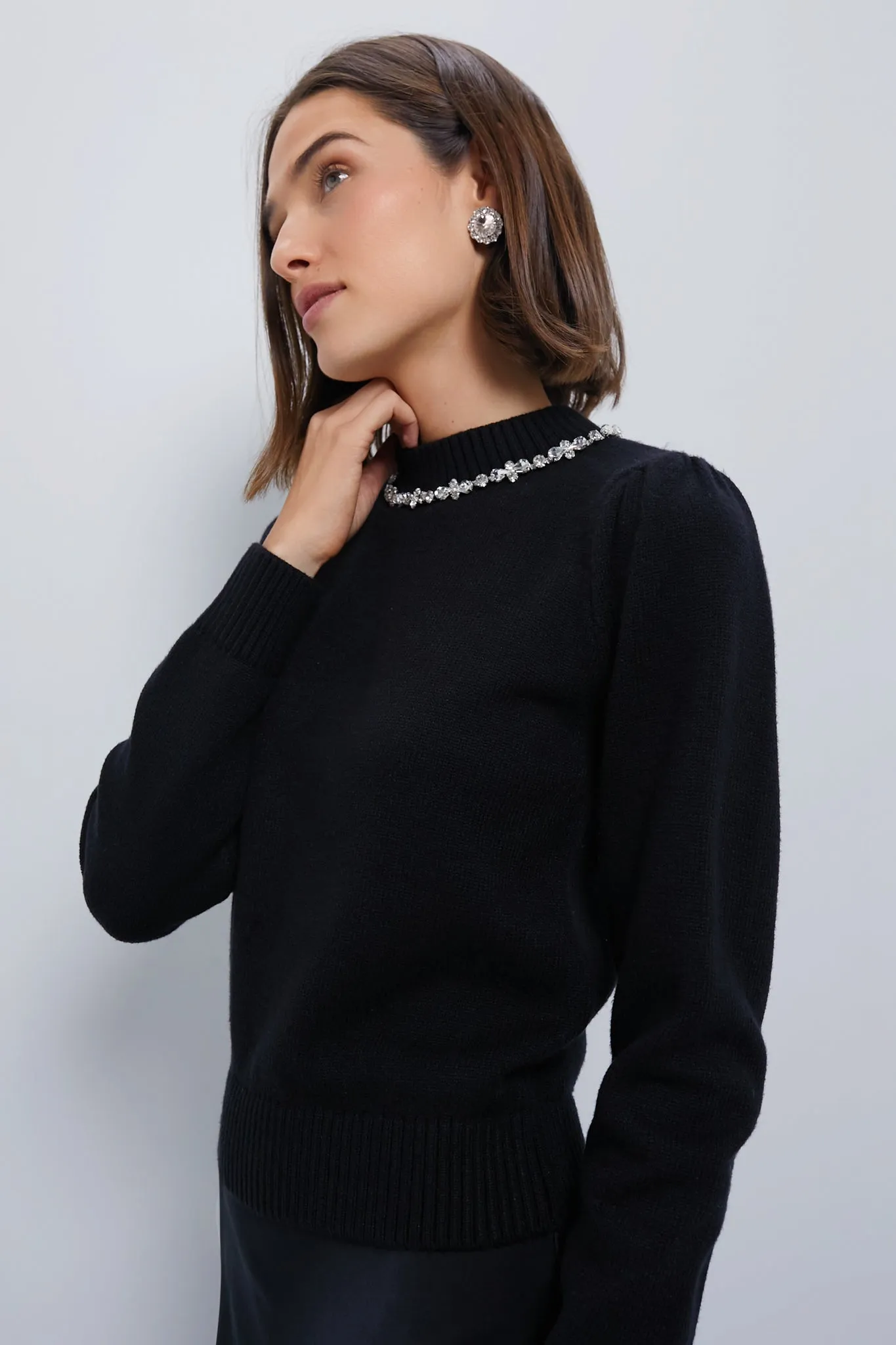 Elegant Black Bejeweled Lucy Sweater