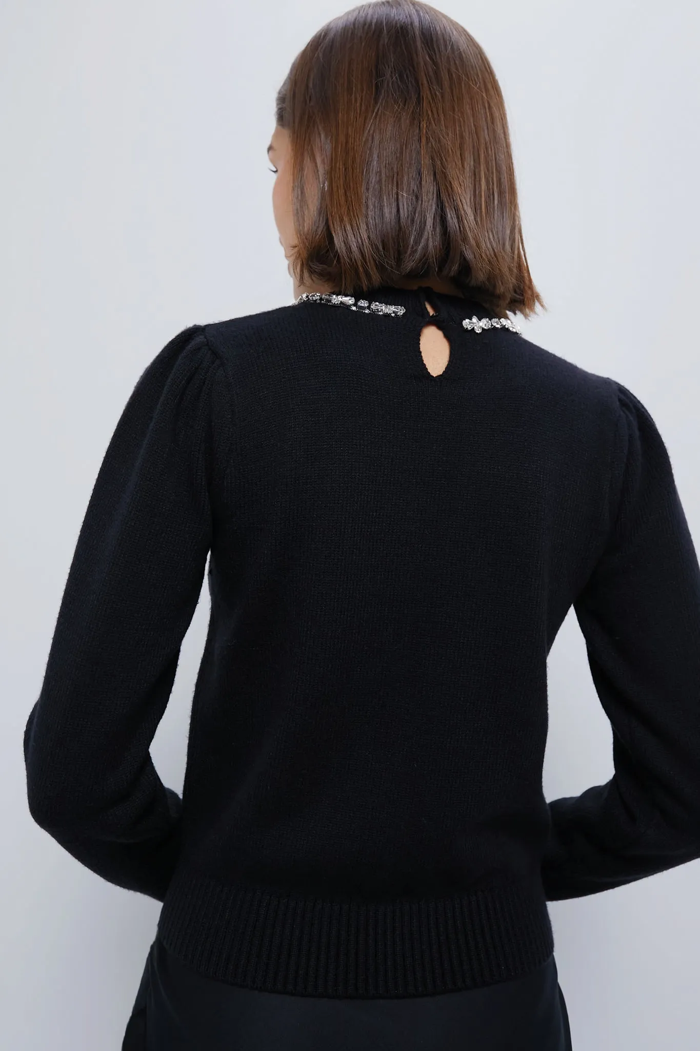 Elegant Black Bejeweled Lucy Sweater