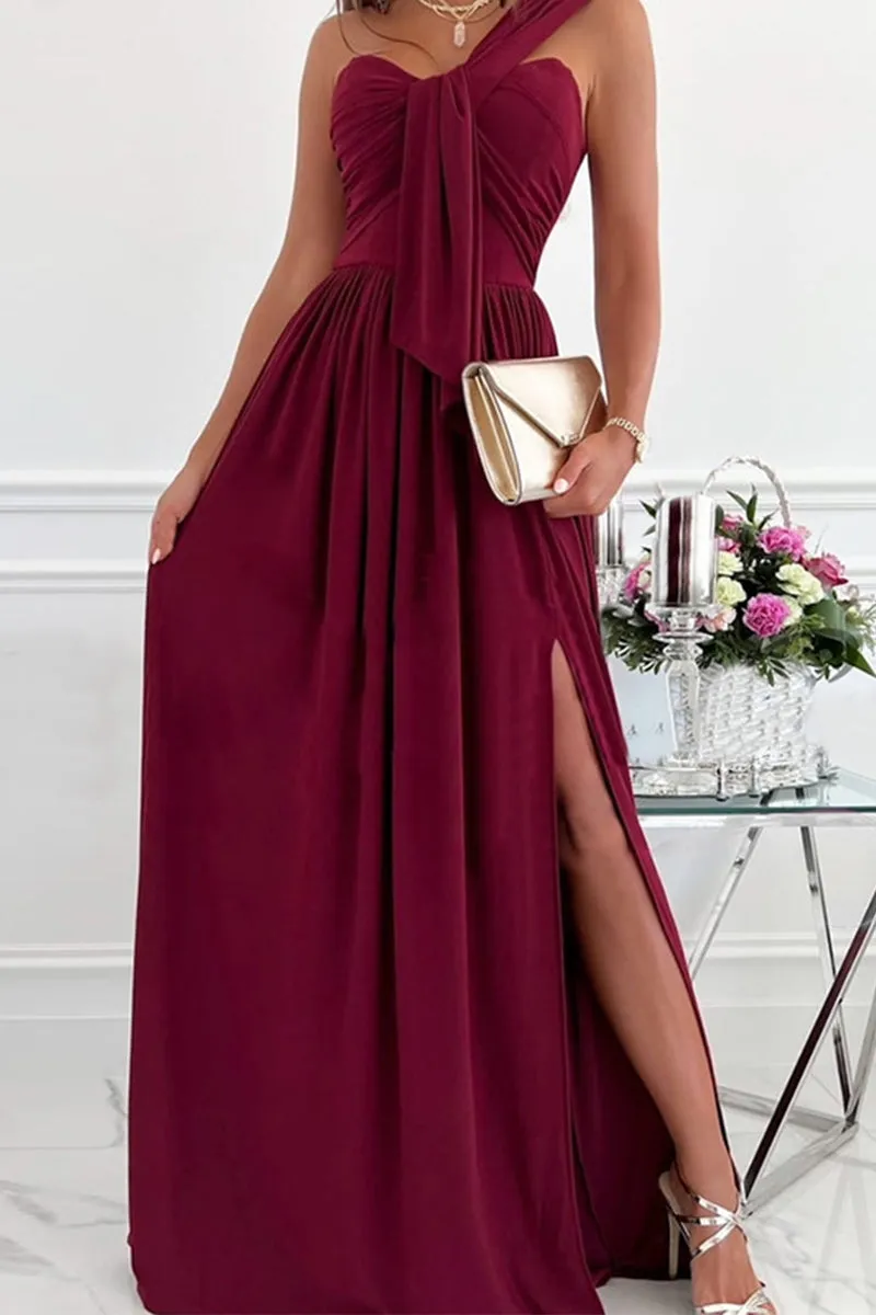 Elegant Formal Asymmetrical One Shoulder Irregular Dress