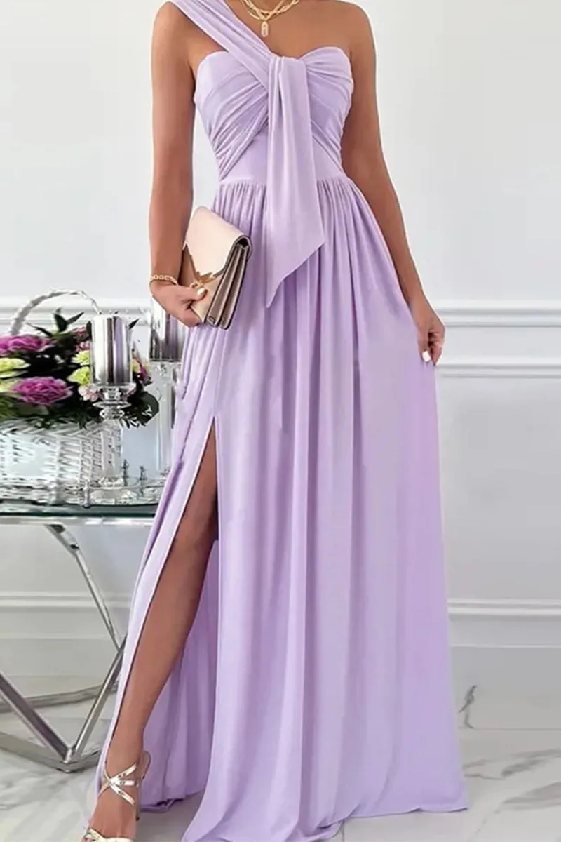 Elegant Formal Asymmetrical One Shoulder Irregular Dress