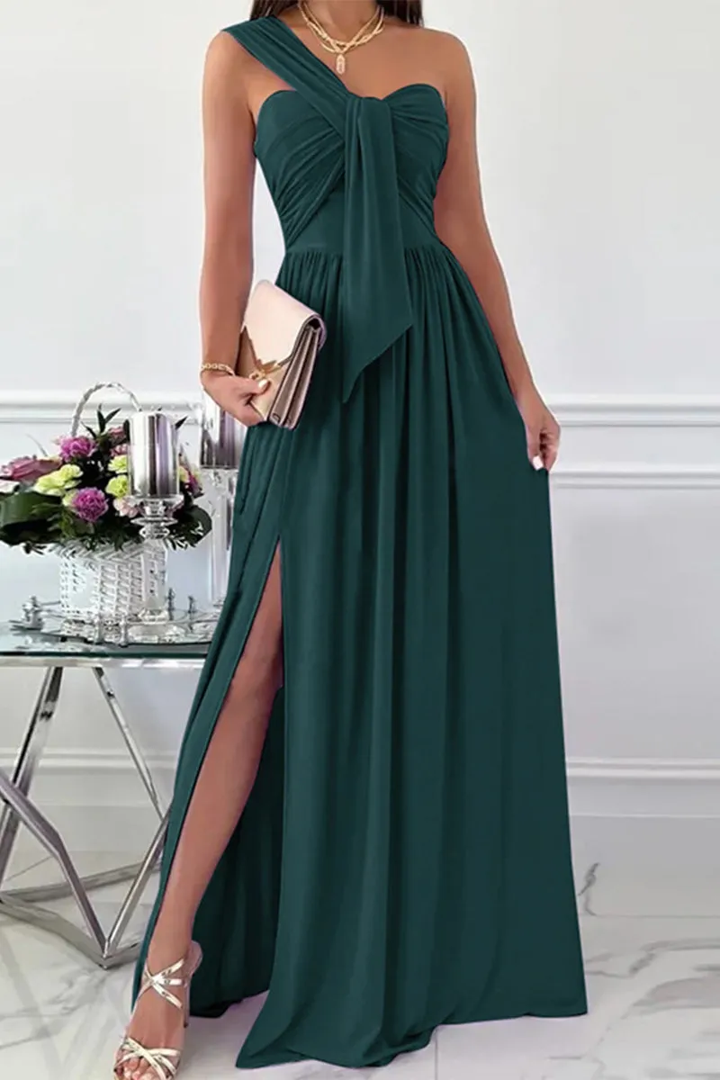 Elegant Formal Asymmetrical One Shoulder Irregular Dress