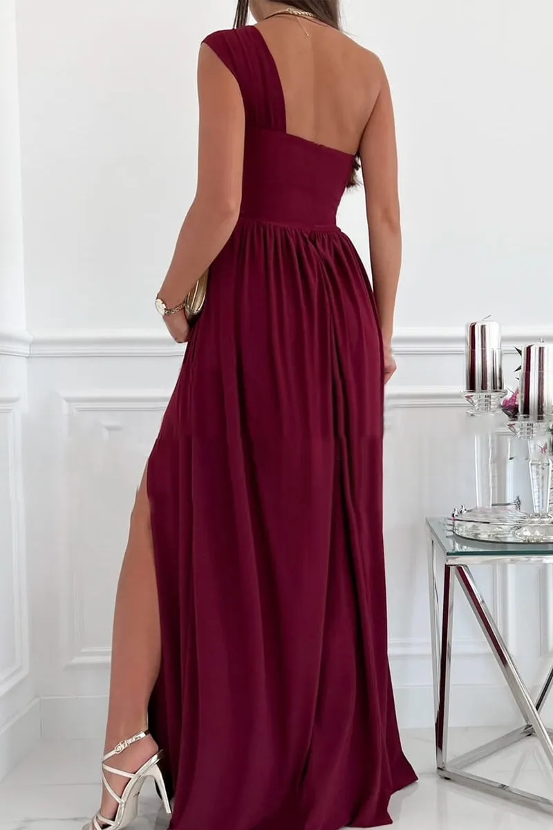 Elegant Formal Asymmetrical One Shoulder Irregular Dress