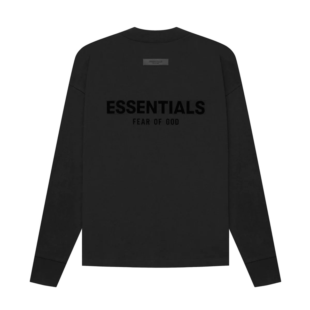 FEAR OF GOD Essentials Black Long Sleeve Tee with Felt Logo