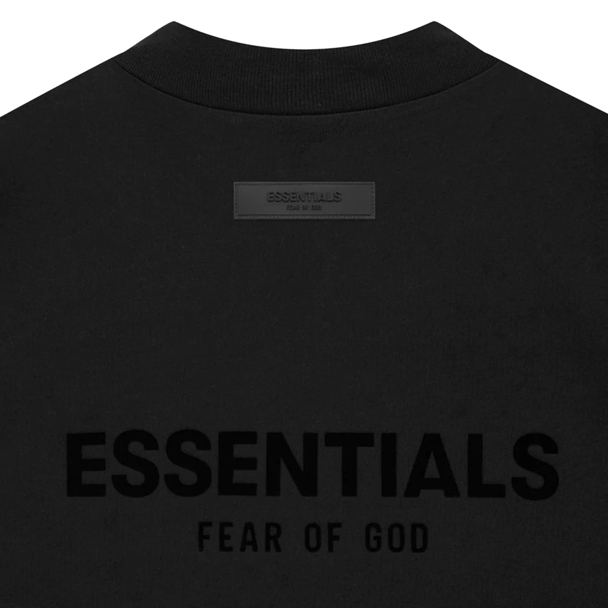 FEAR OF GOD Essentials Black Long Sleeve Tee with Felt Logo