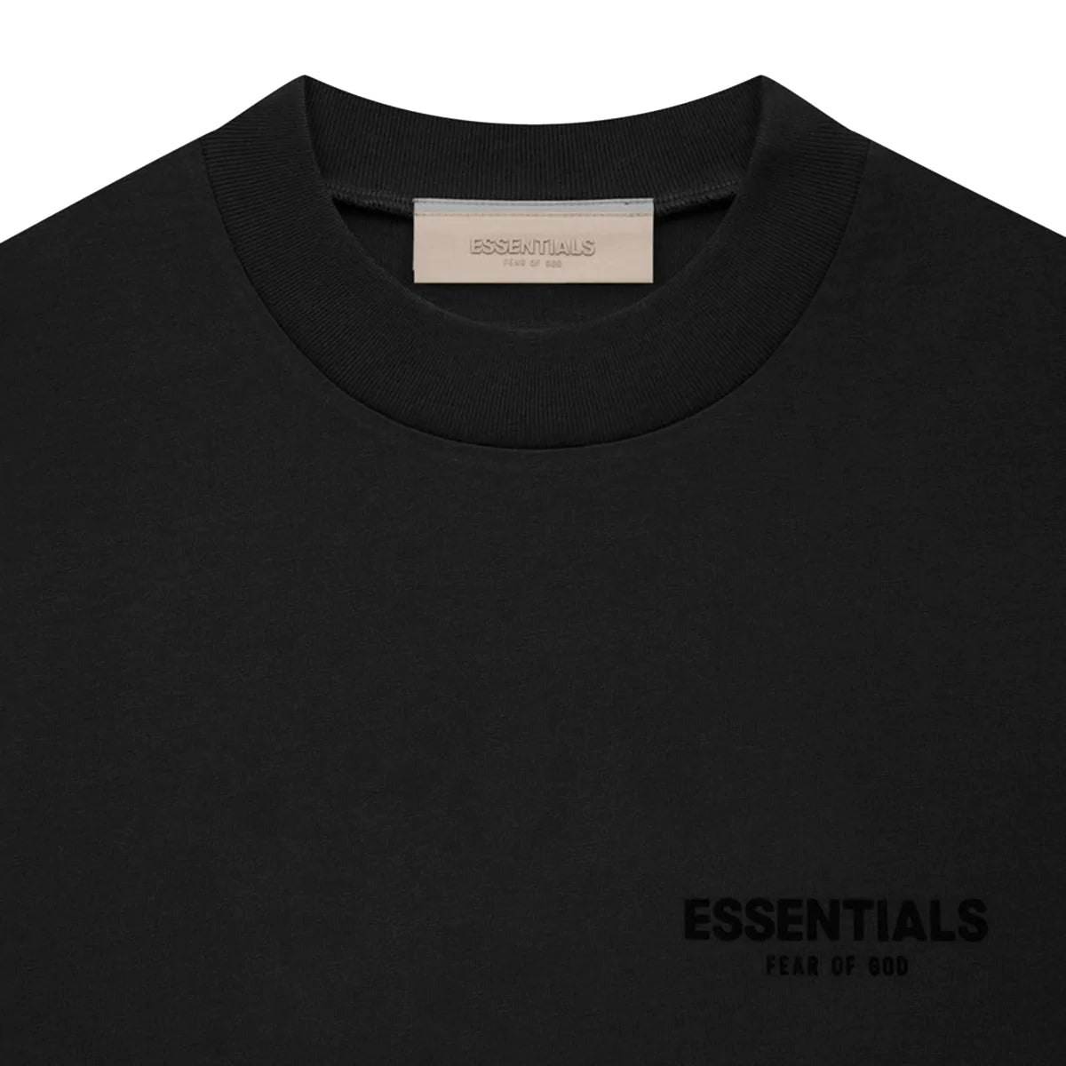 FEAR OF GOD Essentials Black Long Sleeve Tee with Felt Logo