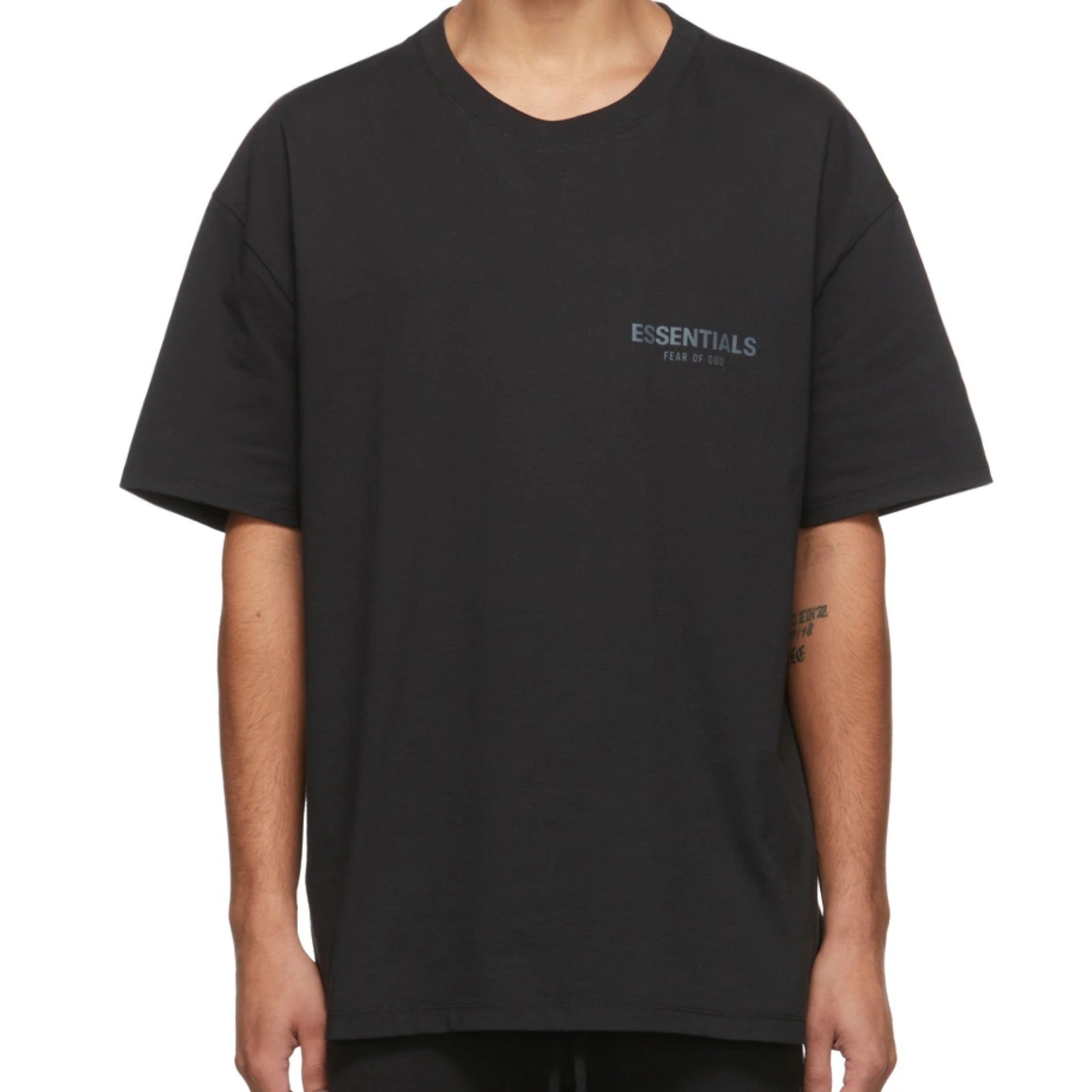 Fear of God Reflective Black Tee with Chest Logo