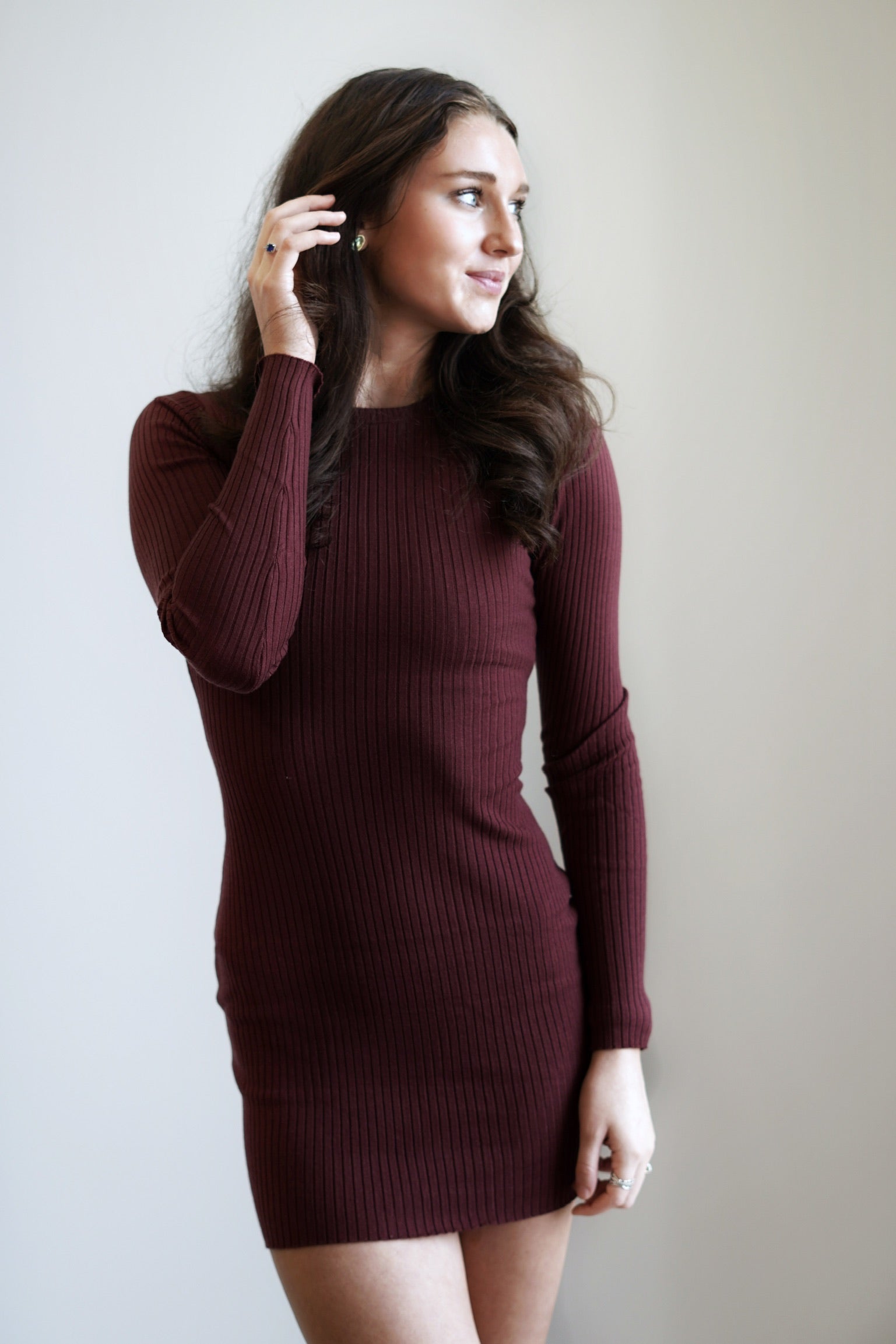 Fitted Knit Sweater Dress