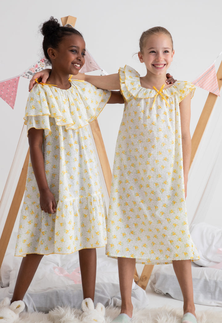 Floral Print Ribbon Nightgown