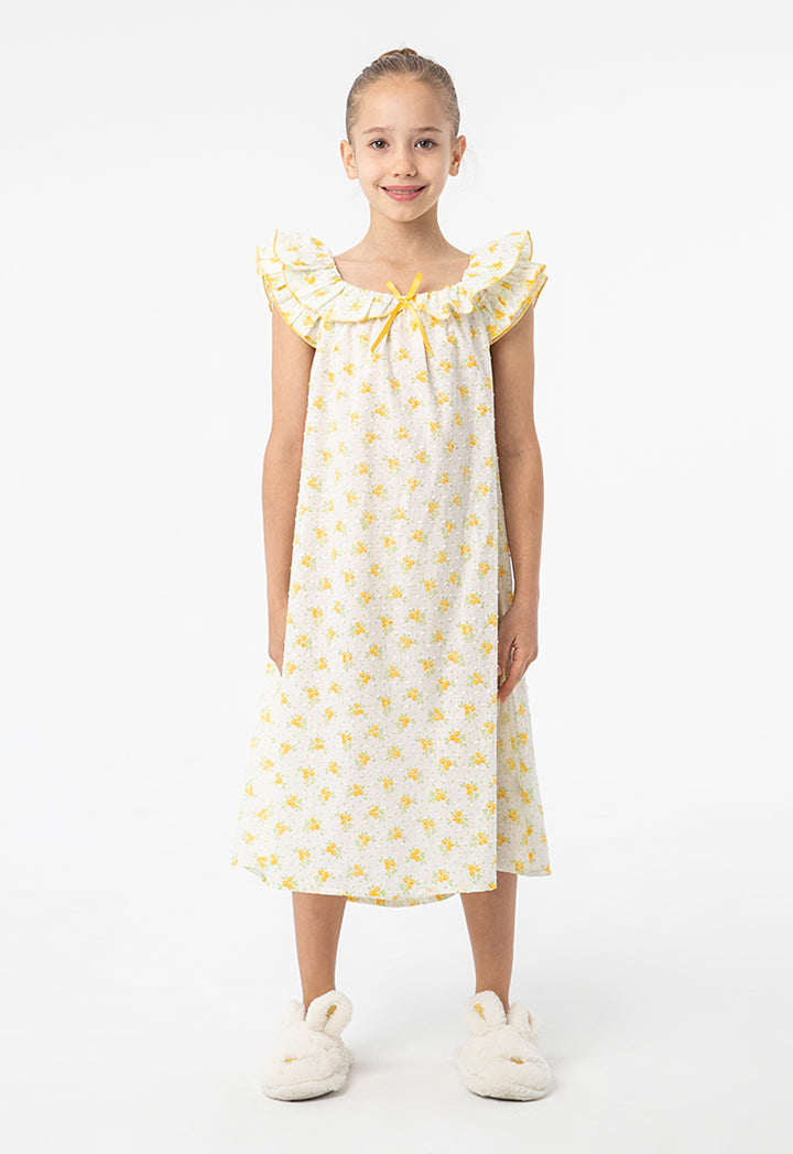 Floral Print Ribbon Nightgown