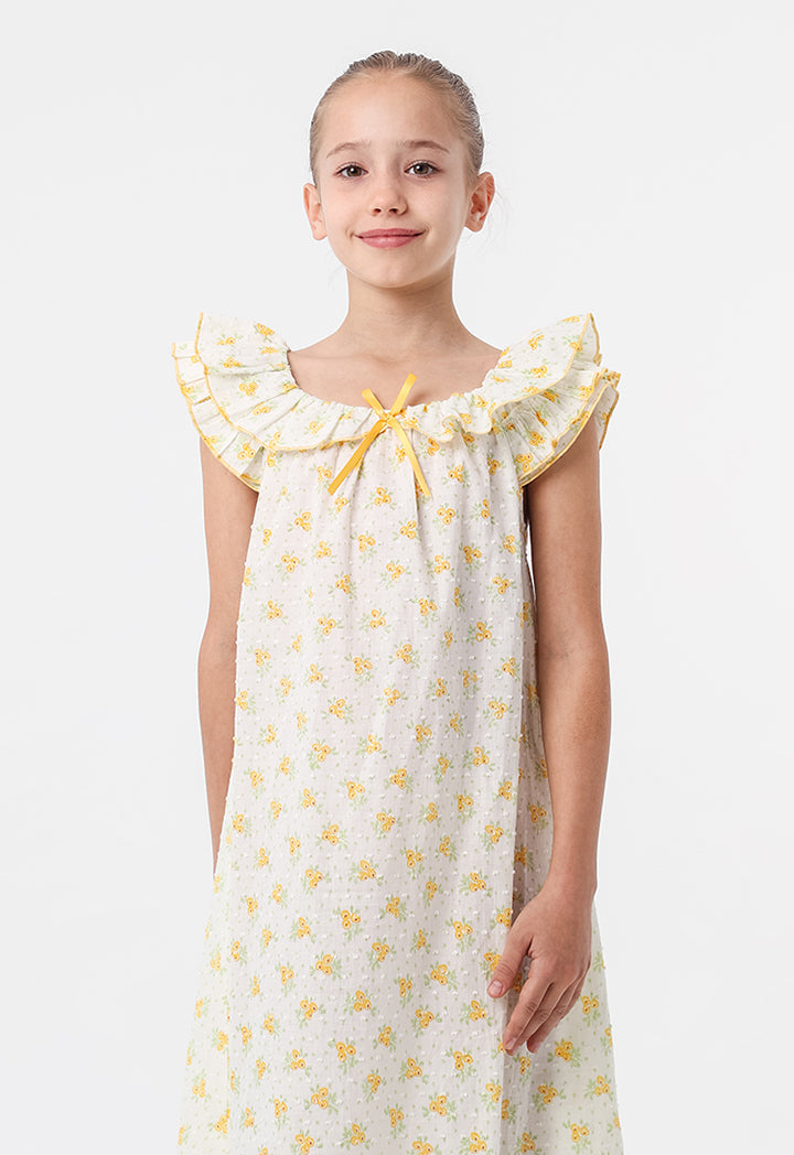 Floral Print Ribbon Nightgown