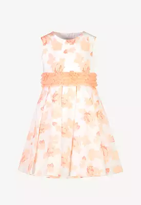 Floral Print Ruffles Sleeveless Party Dress.