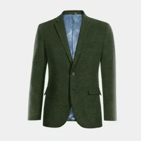 Forest green tweed herringbone blazer – essential.