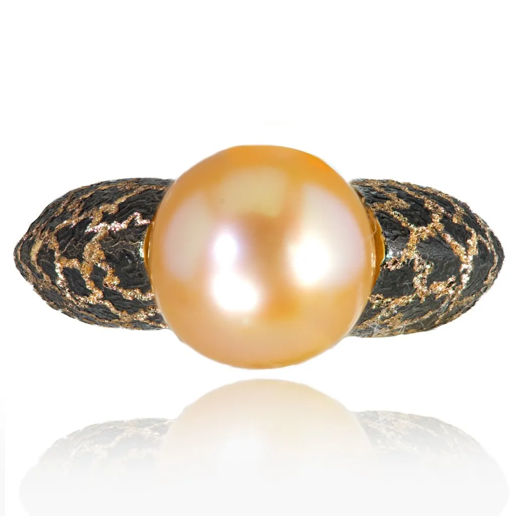 Freshwater Peach Pearl Gold Ring