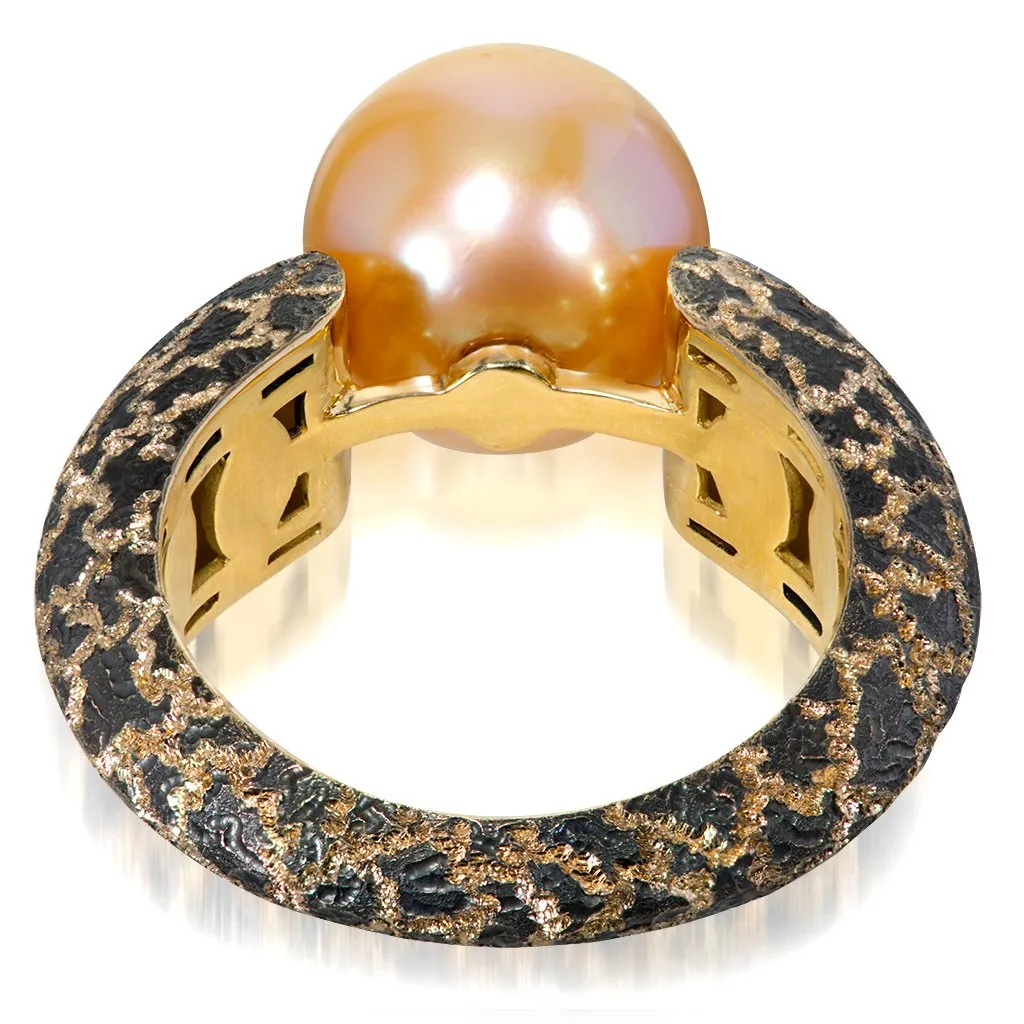 Freshwater Peach Pearl Gold Ring