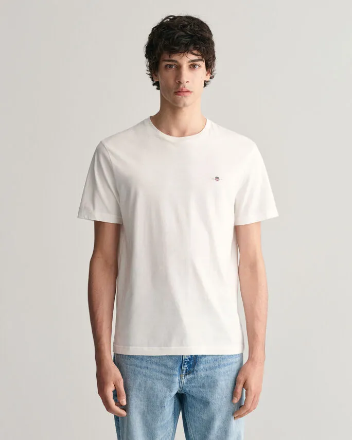 Gant Men's Reg Shield Short Sleeve T-Shirt in White