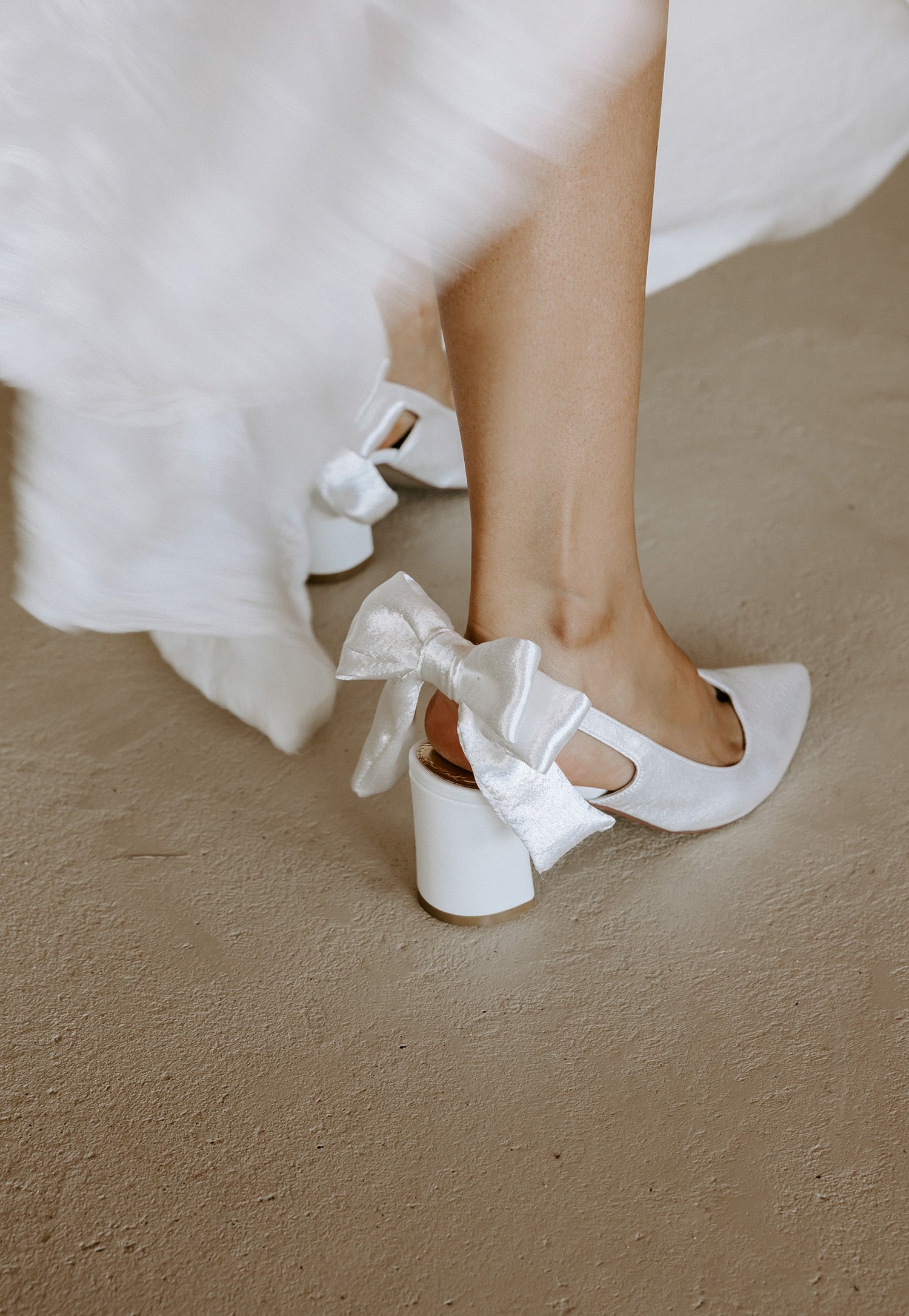 Gardenia Bridal Heels - Closed Toe Satin Heels with Bow