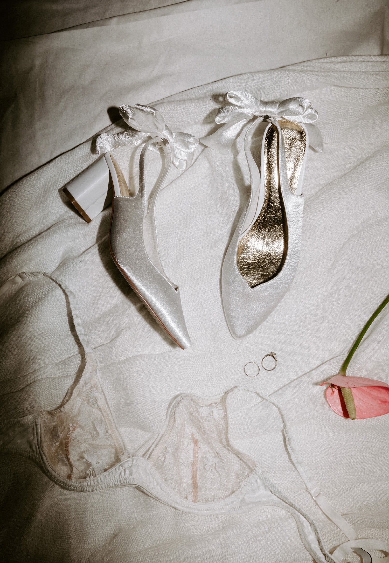 Gardenia Bridal Heels - Closed Toe Satin Heels with Bow