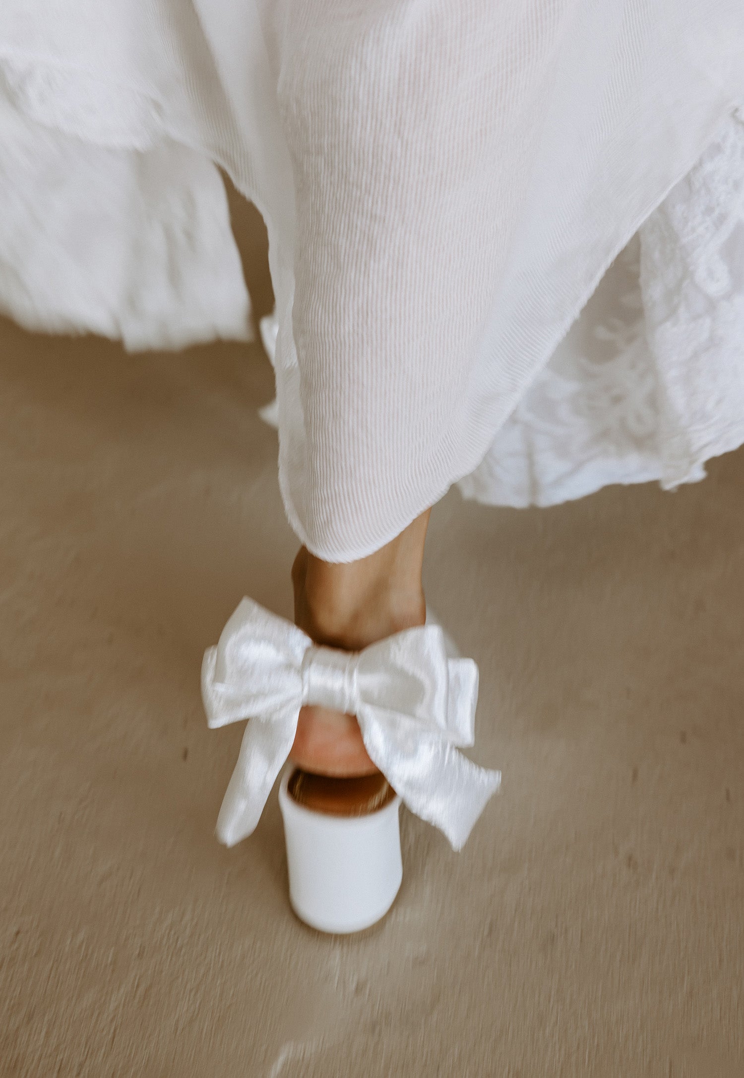 Gardenia Bridal Heels - Closed Toe Satin Heels with Bow