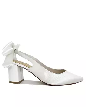 Gardenia Bridal Heels - Closed Toe Satin Heels with Bow