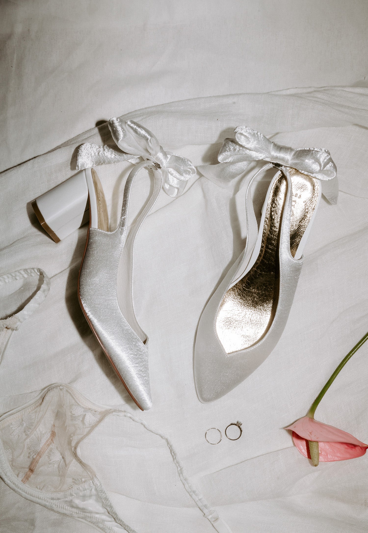 Gardenia Bridal Heels - Closed Toe Satin Heels with Bow