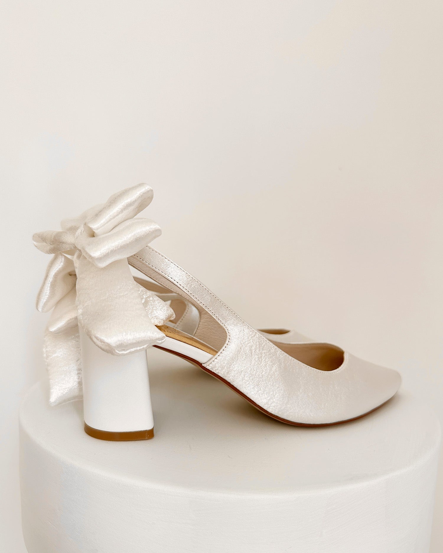 Gardenia Bridal Heels - Closed Toe Satin Heels with Bow