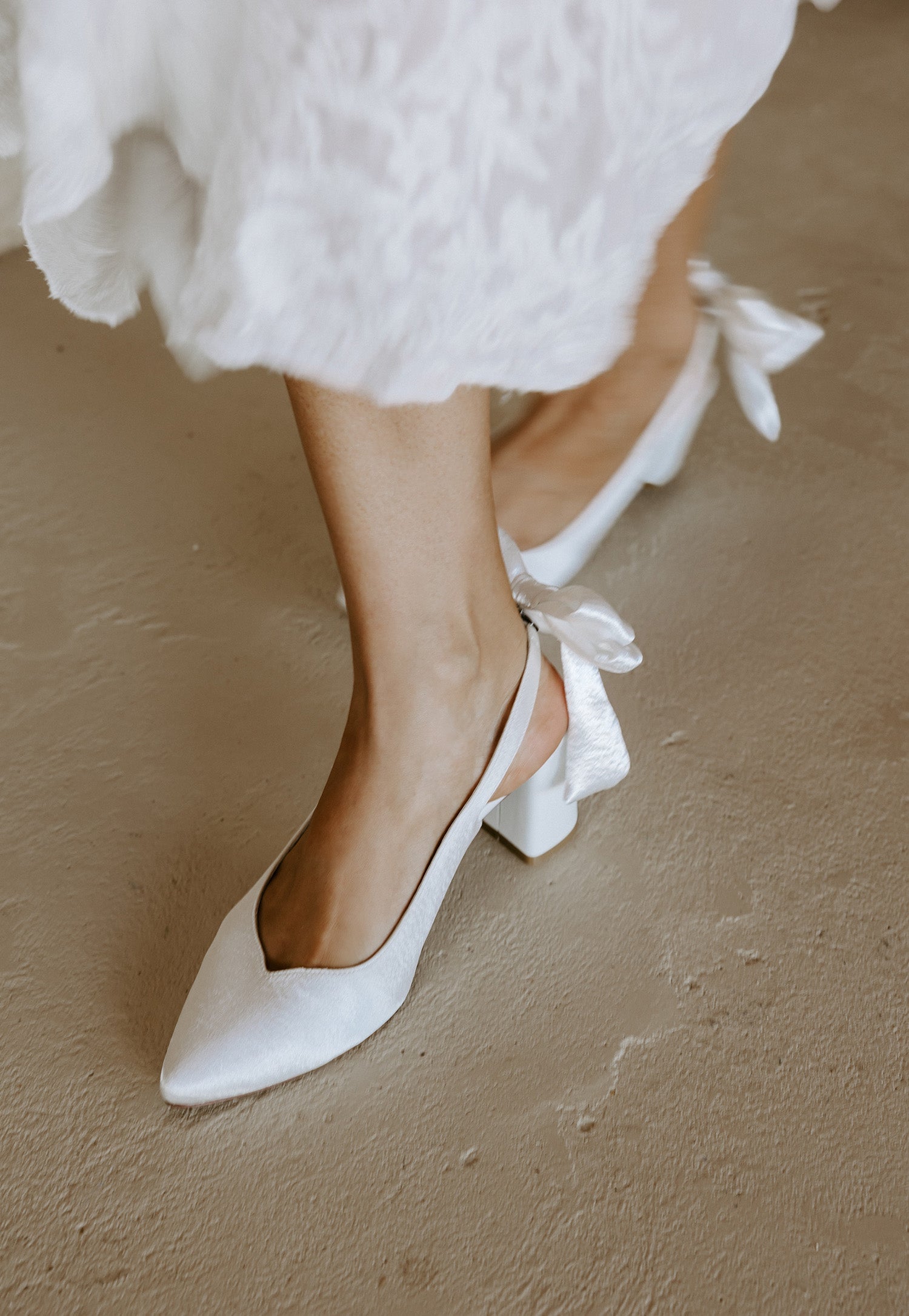 Gardenia Bridal Heels - Closed Toe Satin Heels with Bow