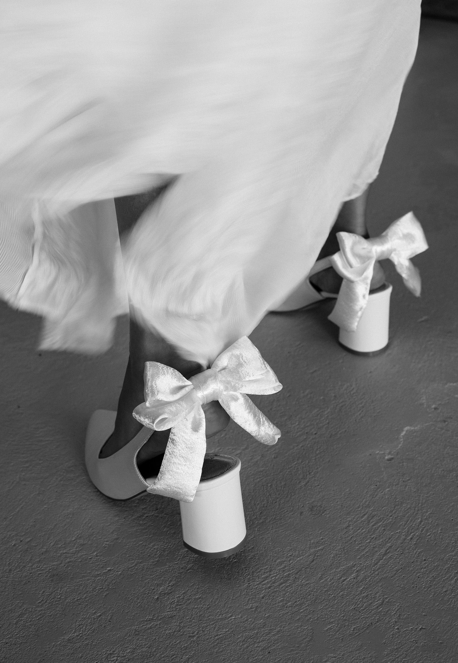 Gardenia bridal heels - closed toe satin shoes with bow.