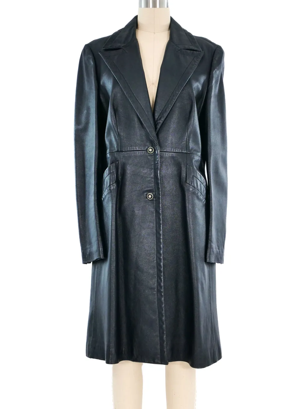 Gianni Versace Versus Black Leather Coat