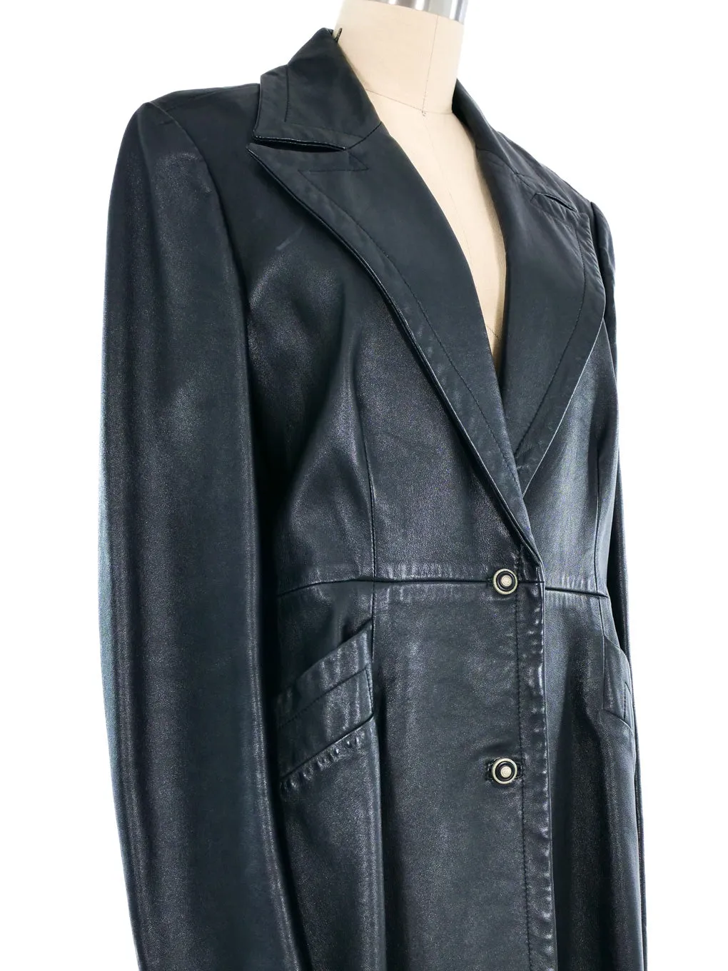 Gianni Versace Versus Black Leather Coat