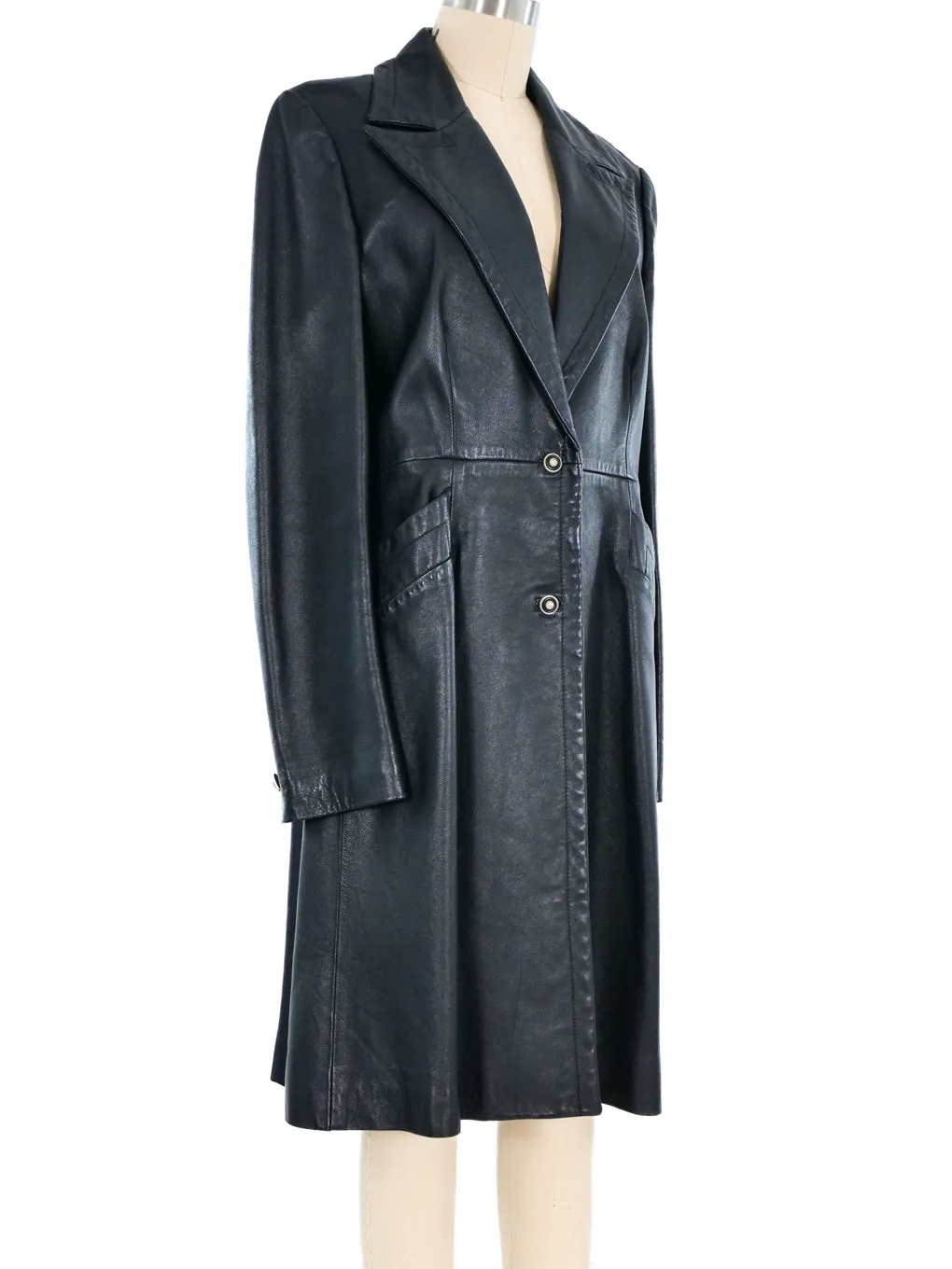 Gianni Versace Versus Black Leather Coat