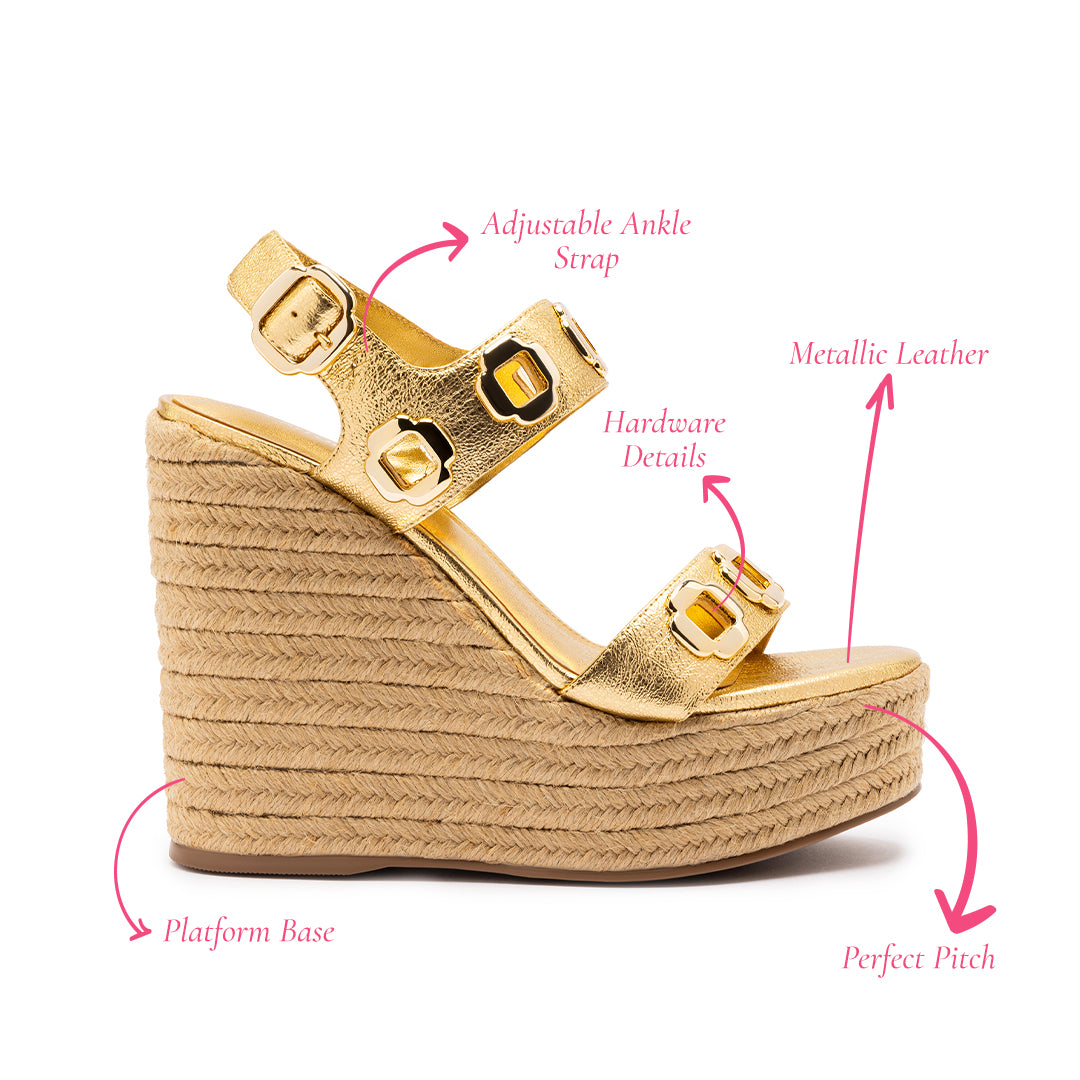 Gold Metallic Leather Milan Espadrille