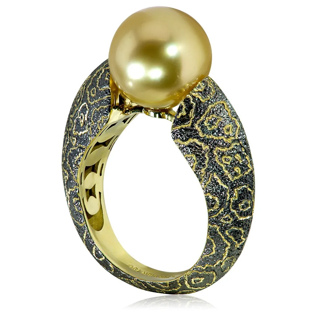 Gold Ring with South Sea Golden Pearl - Shop Now