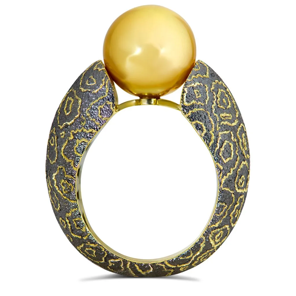 Gold Ring with South Sea Golden Pearl - Shop Now