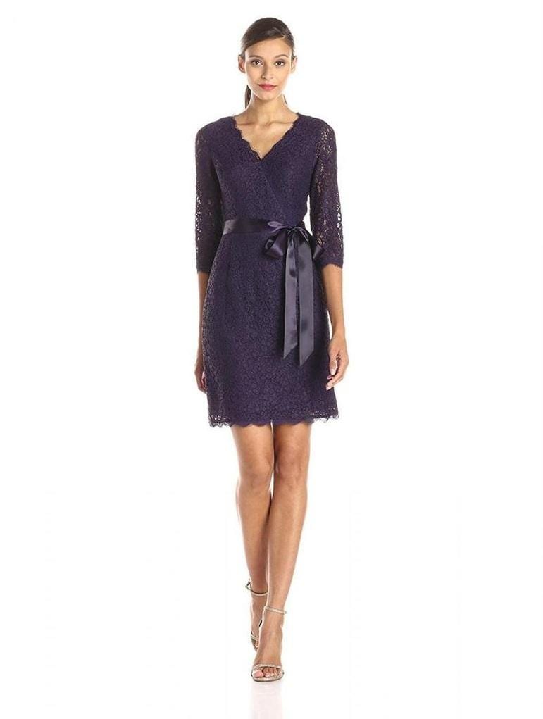 Google SEO: Adrianna Papell Lace Short Dress with Quarter Length Sleeves (41910400)