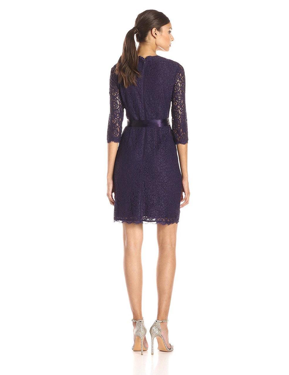 Google SEO: Adrianna Papell Lace Short Dress with Quarter Length Sleeves (41910400)