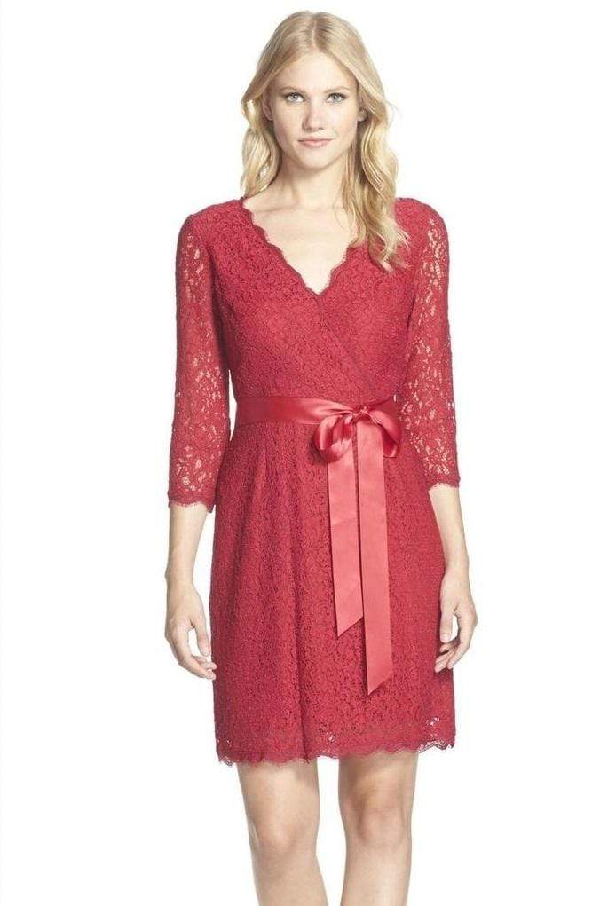 Google SEO: Adrianna Papell Lace Short Dress with Quarter Length Sleeves (41910400)