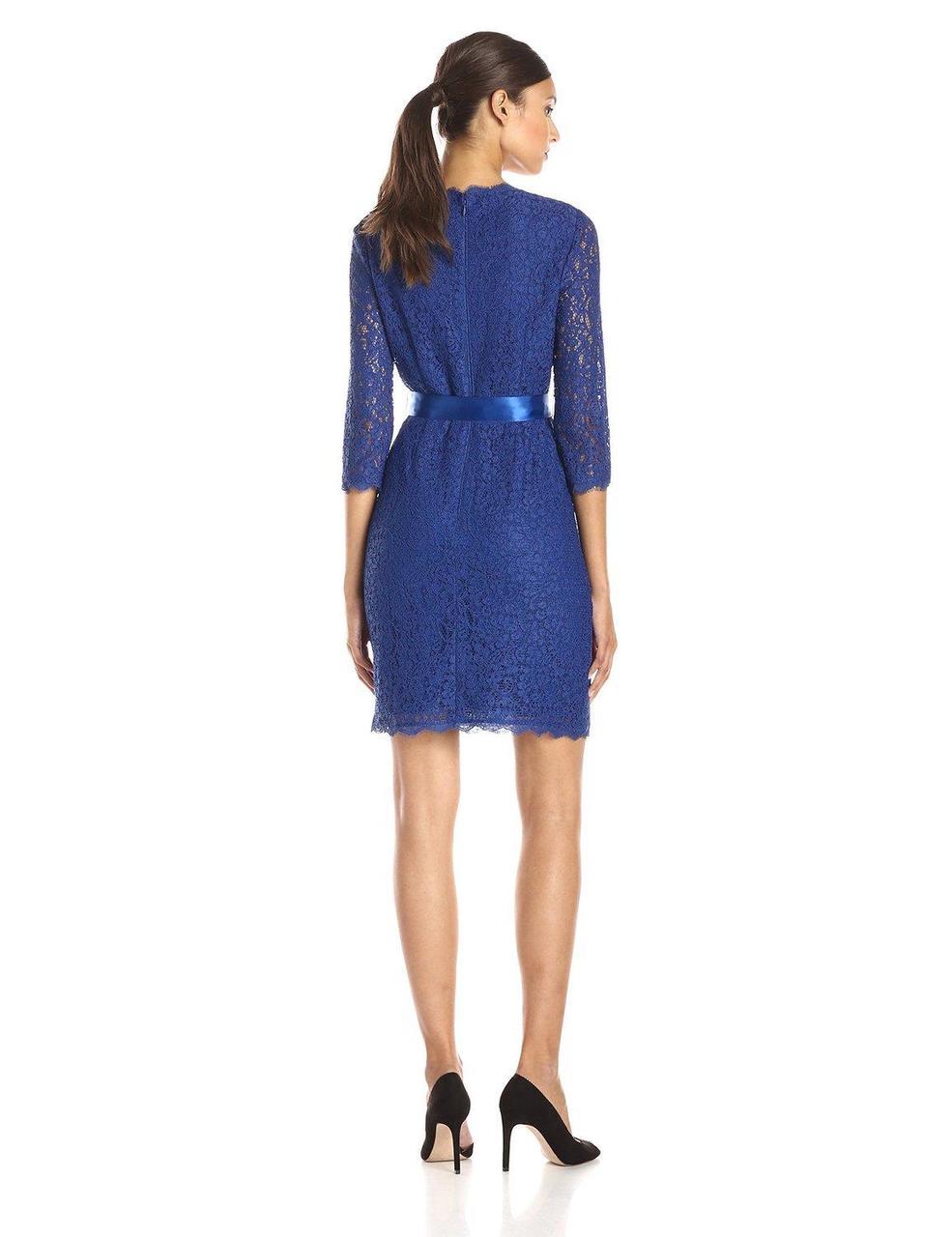 Google SEO: Adrianna Papell Lace Short Dress with Quarter Length Sleeves (41910400)