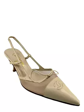 Google SEO: Chanel Ivory Leather Slingback Pumps Size 9 - Buy Now