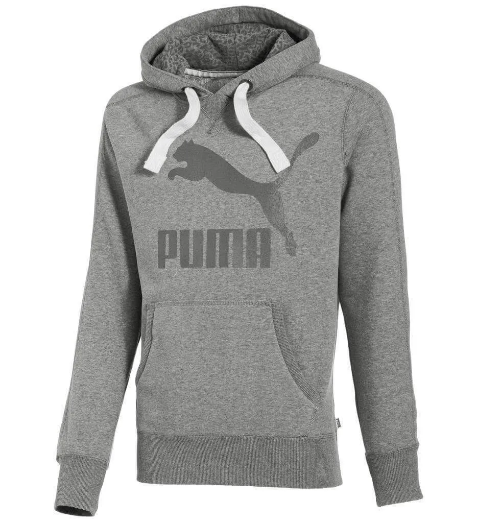 Grey PUMA Heritage Logo Hoodie Sweatshirt