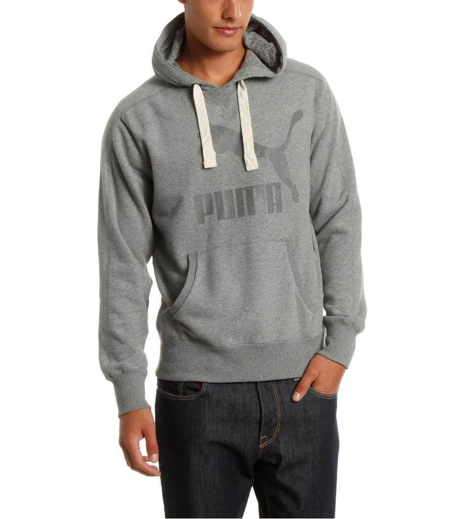 Grey PUMA Heritage Logo Hoodie Sweatshirt